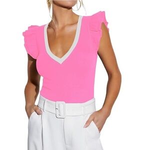 VICI | Ruffled V-Neck Tee